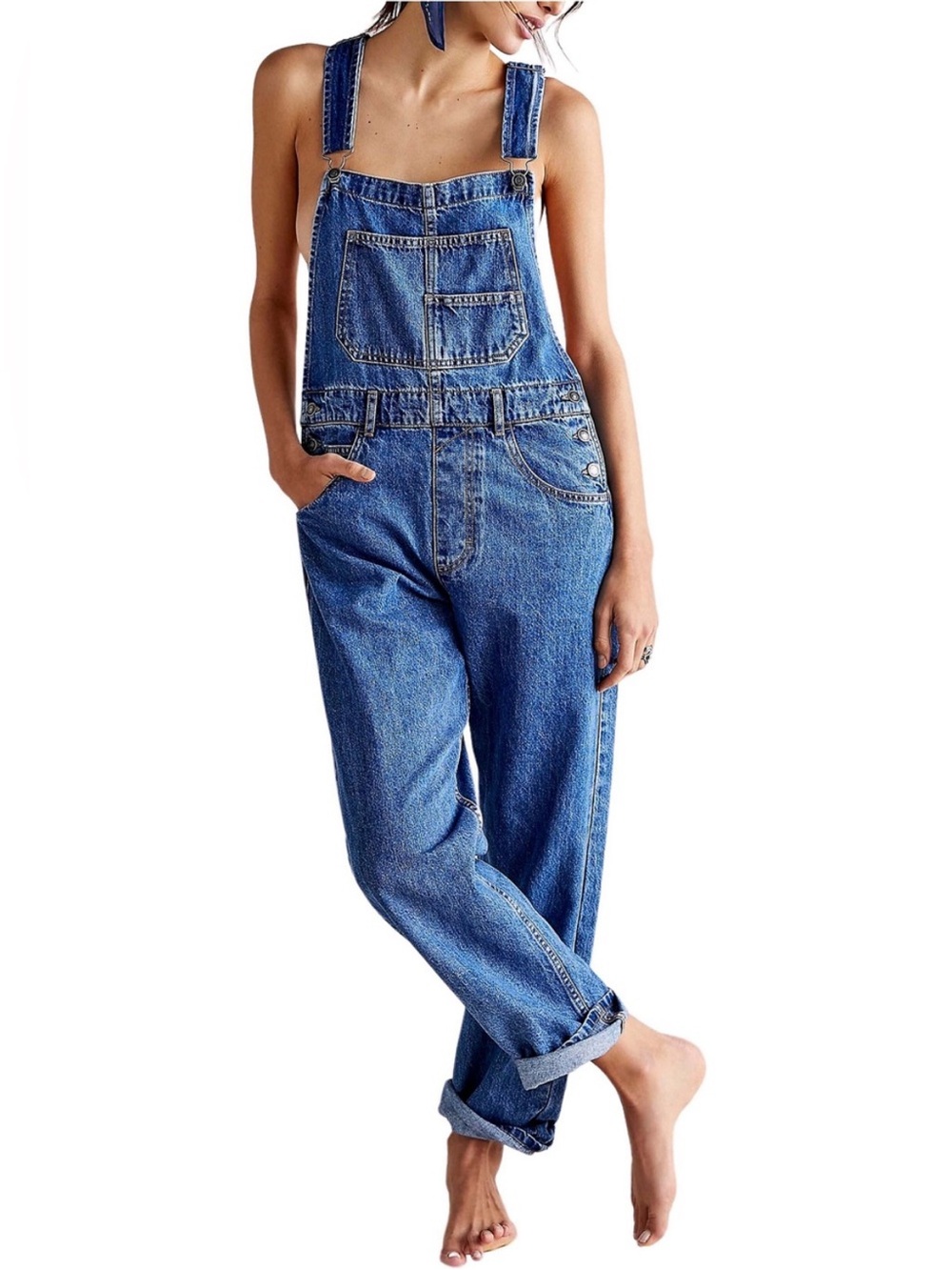 Free People We The Free Ziggy Blue Denim Women's Overalls - Relaxed Fit